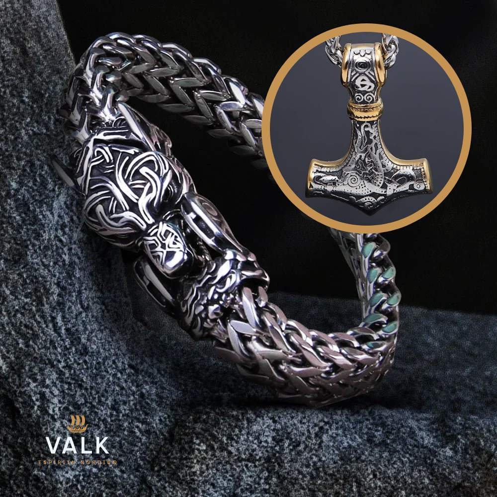 Combo ESPECIAL - Lobo Fenrir + Colgante Martillo de Thor