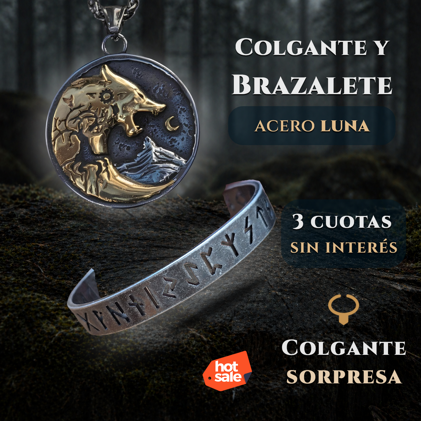 Acero LUNA + Colgante Gratis