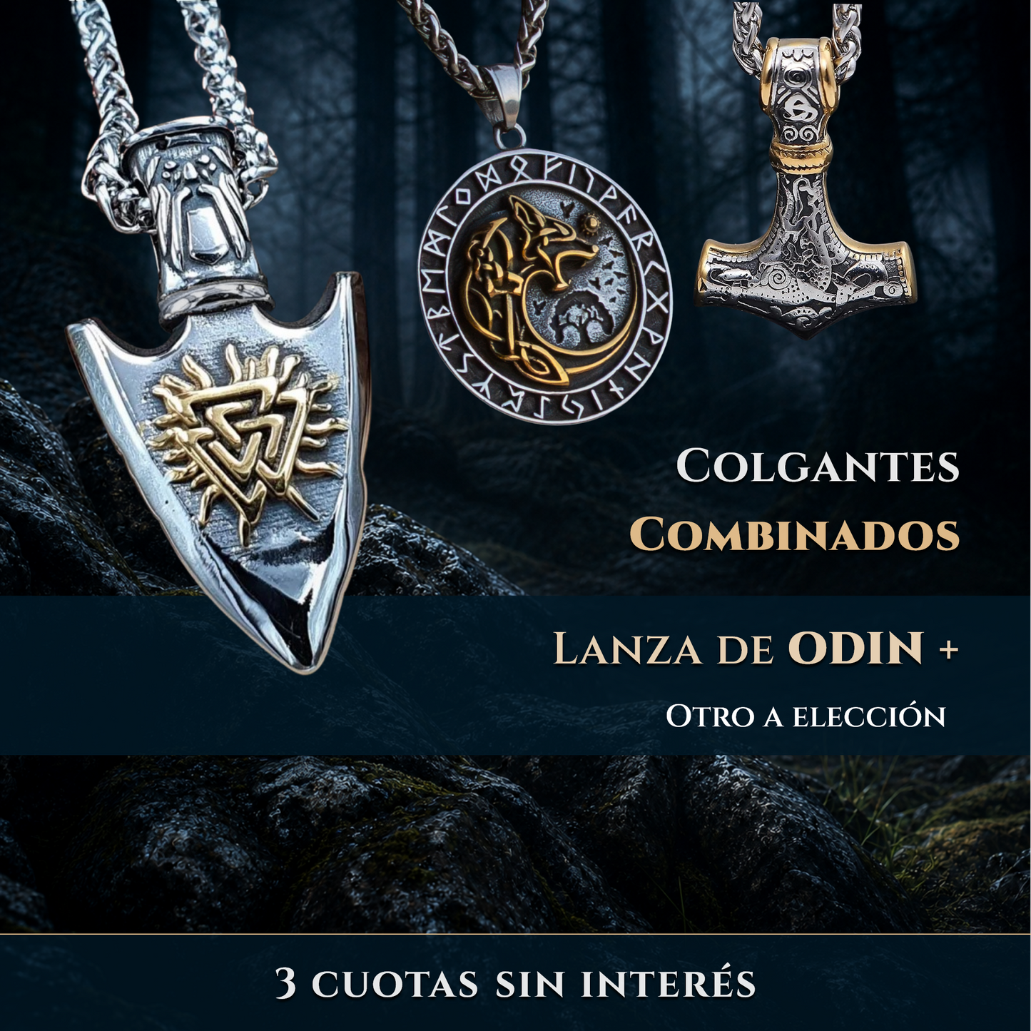 Colgante Lanza de Odin Combinado (2 colgantes)