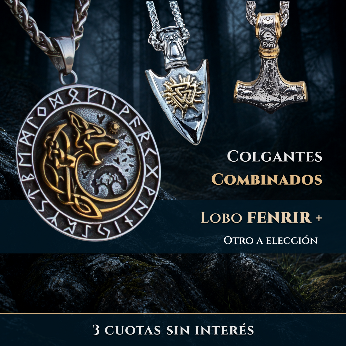 Colgante Lanza de Odin Combinado (2 colgantes)